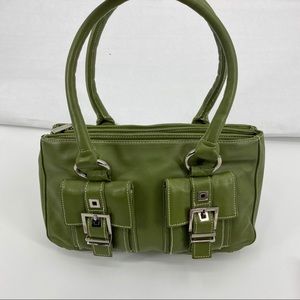 Perlina green leather retro style handbag